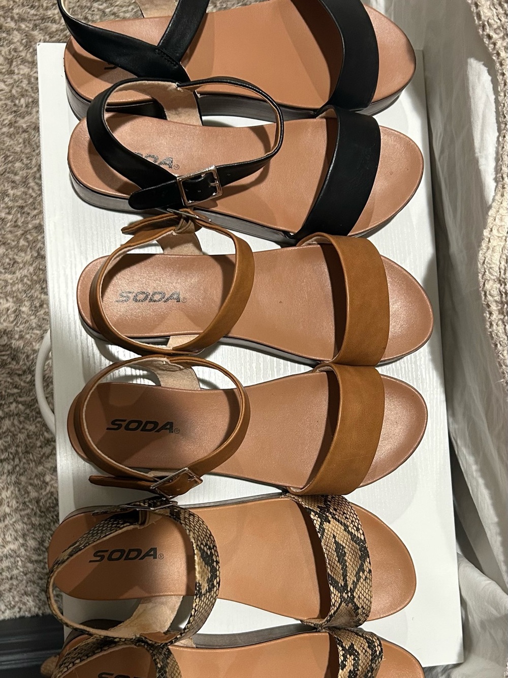 SODA Women's Black and Tan Ankle-Strap Sandals (3)